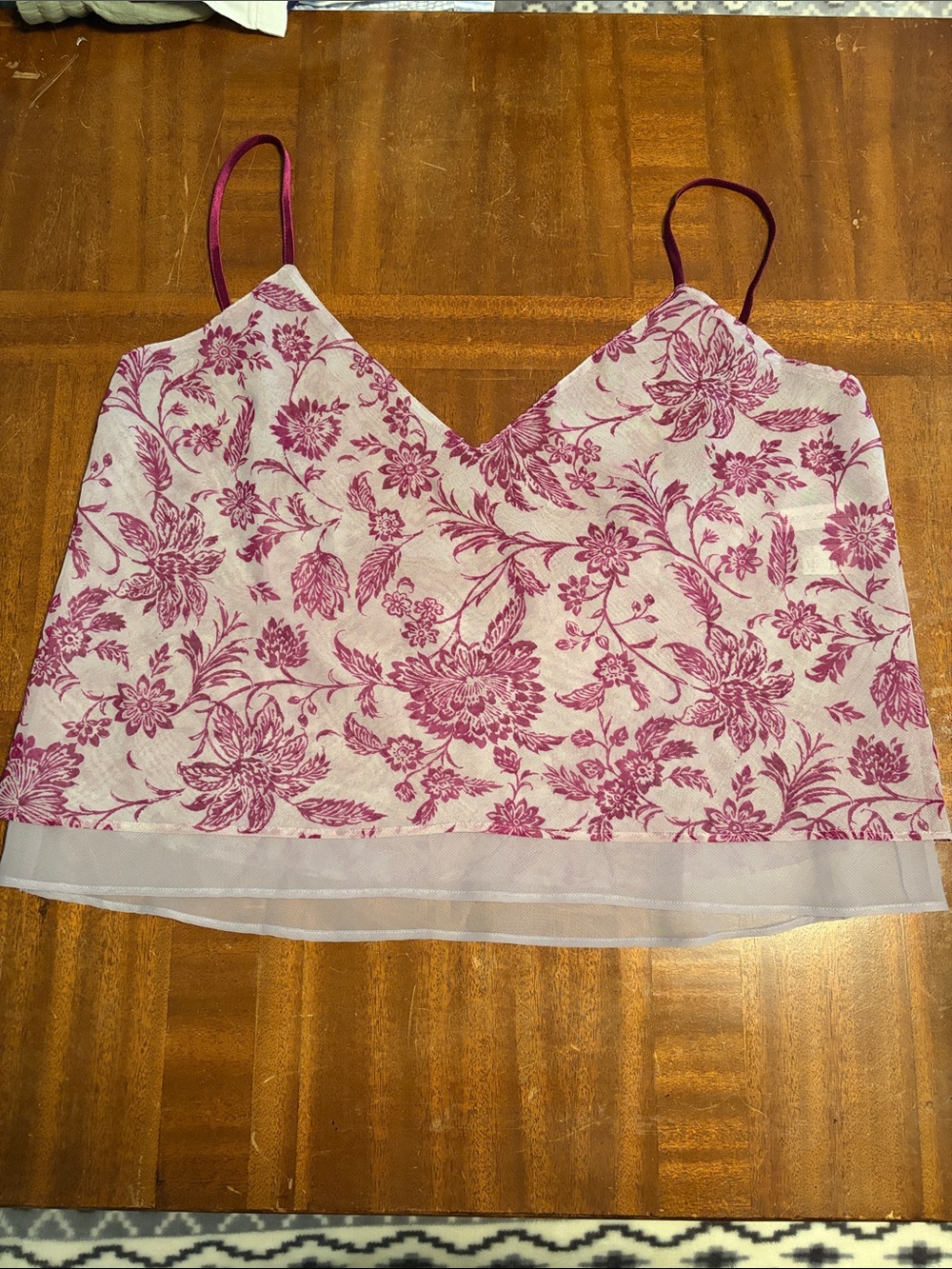 Floral V-Neck Spaghetti Strap Crop Top - Dusty Mauve